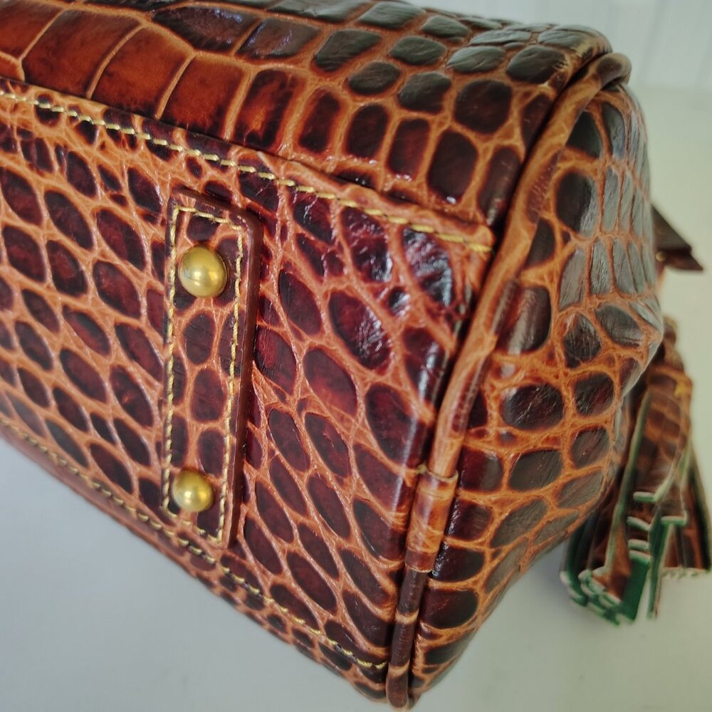 Dooney and Bourke Florentine Collection Satchel - Brown Leather Alligator Print - Picture 5 of 10